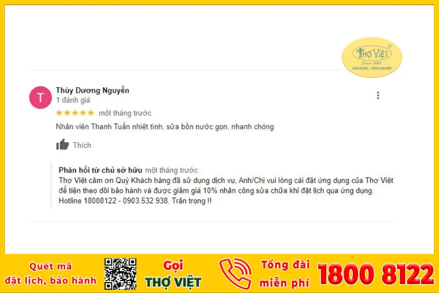 Những đánh giá của khách hàng về dịch vụ xây dựng & chống thấm tại Thợ Việt