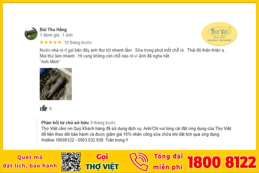 Những đánh giá của khách hàng về dịch vụ của Thợ Việt