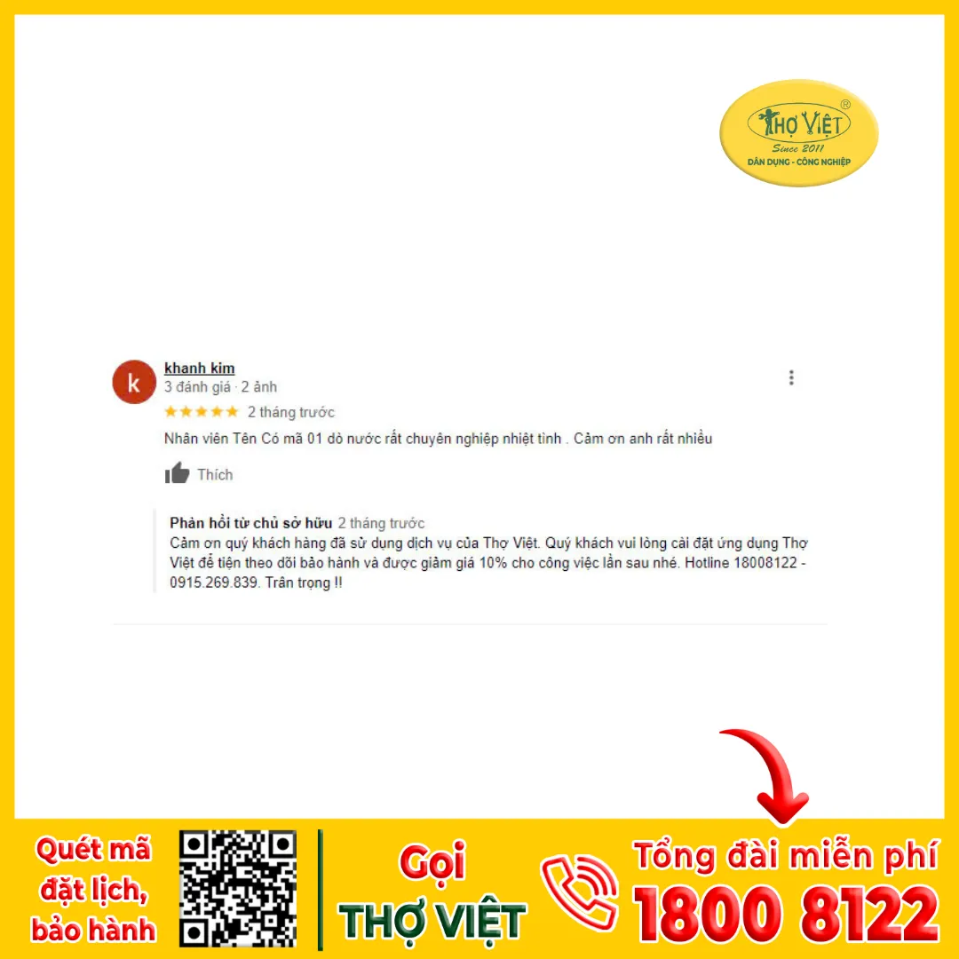 Đánh giá của khách hàng khi sử dụng dịch vụ chống thấm Thợ Việt