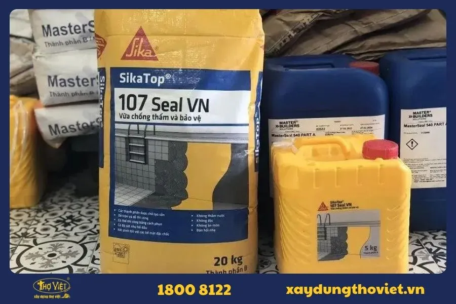 Chống thấm bằng Sika Topseal 107 (hoặc gốc xi măng)