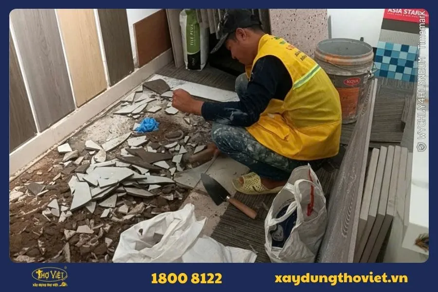 Lát gạch nền, sửa nền nhà bị lún nứt