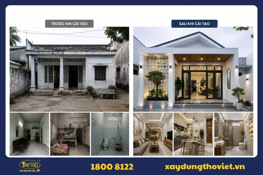 Ảnh cải tạo nhà cấp 4 trước và sau khi cải tạo