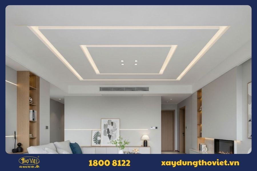 Mẫu sơn trần thạch cao màu trắng sứ hiện đại