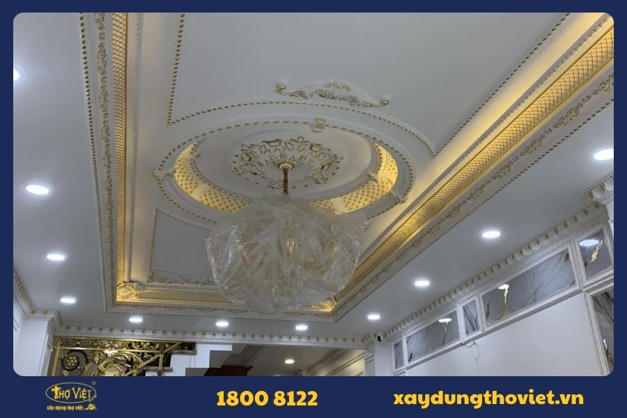 Mẫu sơn trần thạch cao màu be thanh lịch