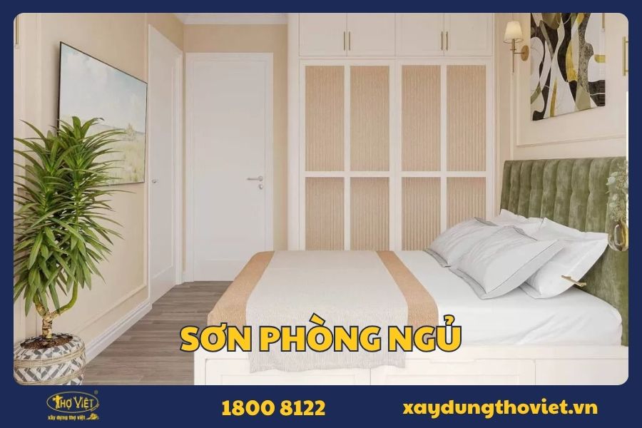 Màu sơn phù hợp giúp phòng ngủ trở nên hài hòa và tạo cảm giác thư giãn hơn.