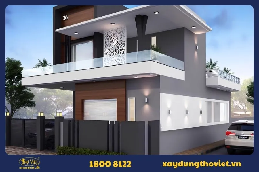 Xu hướng mặt tiền nhà màu xám ghi phối trắng
