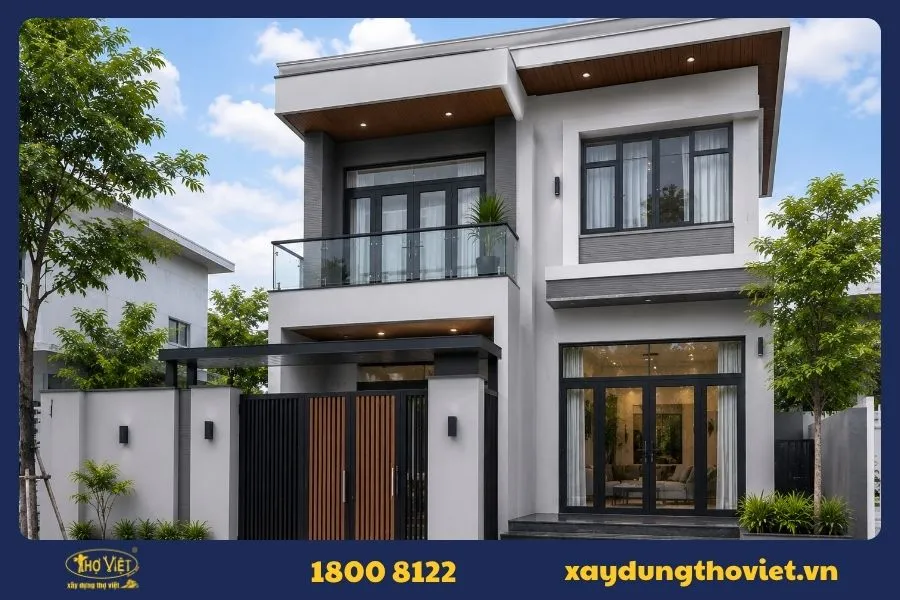 Xu hướng sơn mặt tiền phối hai sắc độ xám ghi