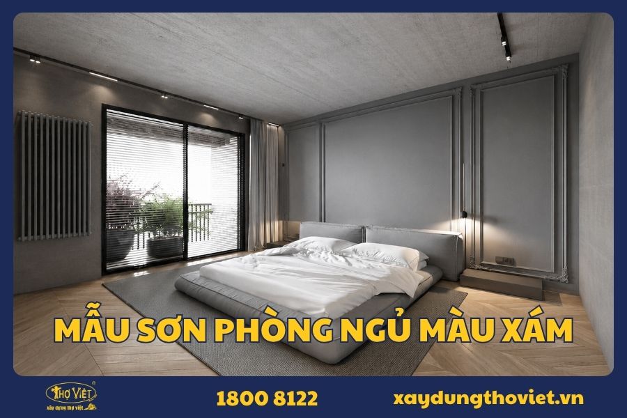 sơn phòng ngủ màu xám