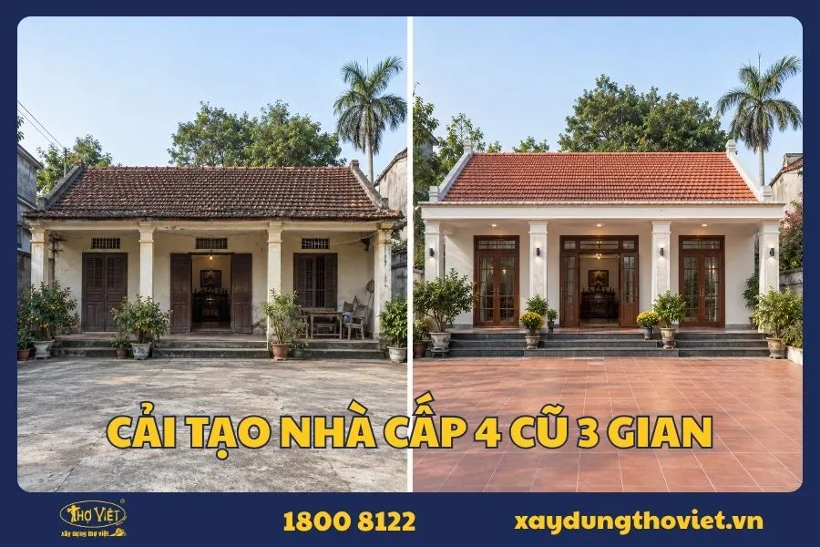 Phương án cải tạo nhà cấp 4 cũ 3 gian đẹp