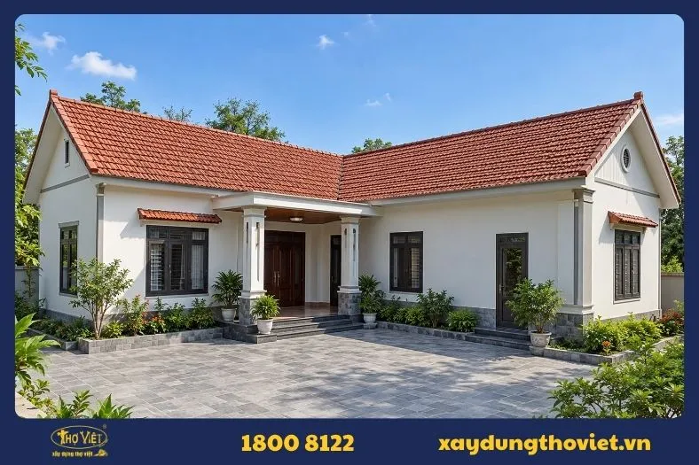 Nhà cấp 4 mái ngói chữ L 2