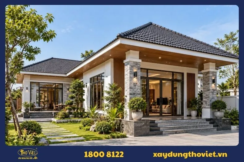 Nhà cấp 4 mái ngói hiện đại 2