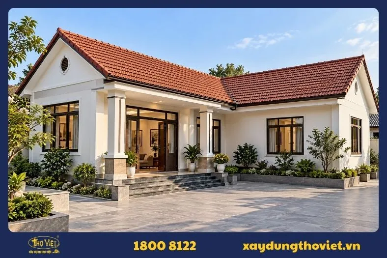 Nhà cấp 4 mái ngói chữ L 1