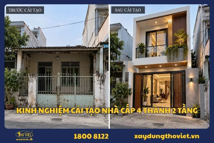 Cách cải tạo nhà cấp 4 thành 2 tầng tiết kiệm