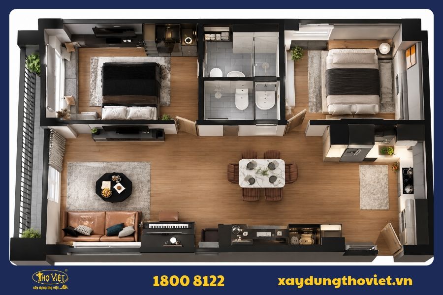 Quy trình cải tạo căn hộ 2 phòng ngủ chuyên nghiệp
