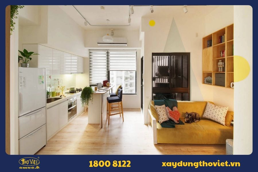 Cải tạo căn hộ 50m2 theo phong cách hiện đại