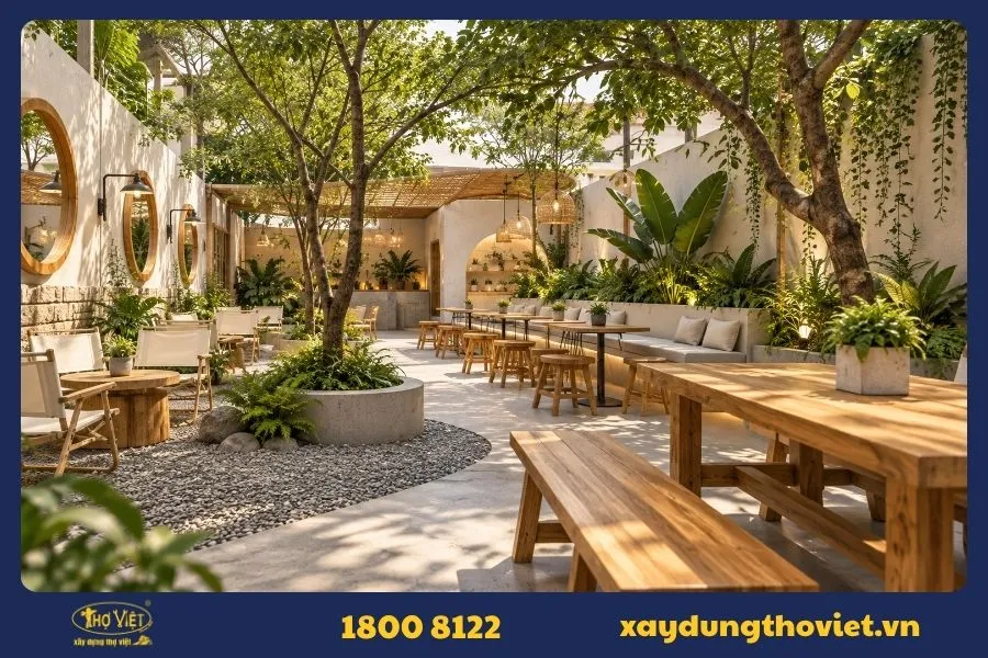 Mẫu cafe sân vườn