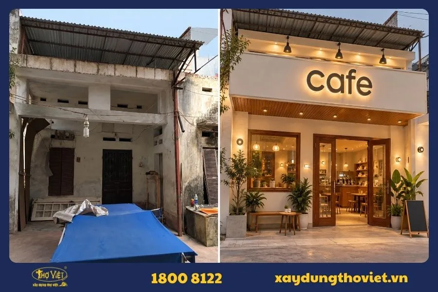 Cải tạo mặt tiền và bảng hiệu quán cafe